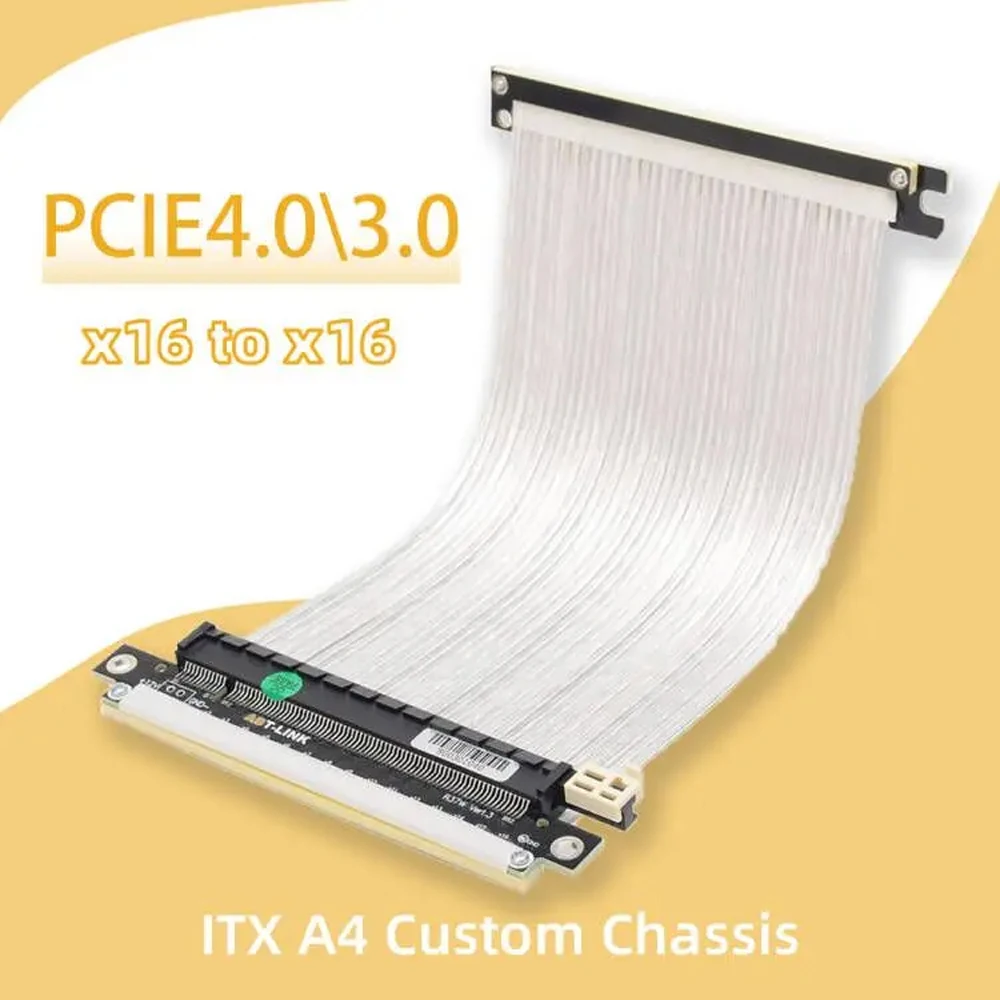Itx Gpu Riser Pcie 4.0 16X - 실버 화이트 리버스 PCIE 4.0 차폐