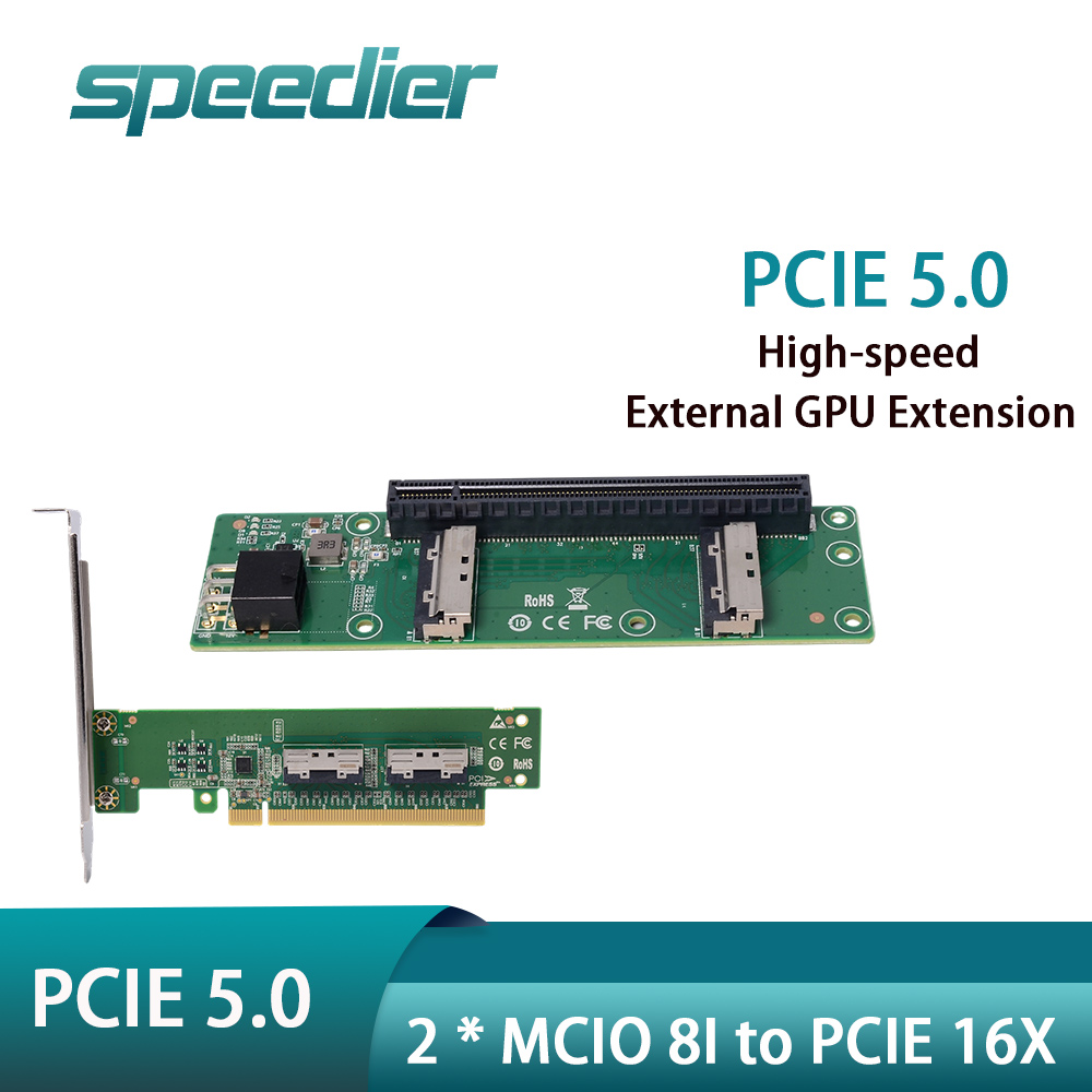 스피디어 2 x MCIO 8i to PCIe 16x 라 - Pcie 5.0 Gpu Riser Cable 리뷰 및 가격