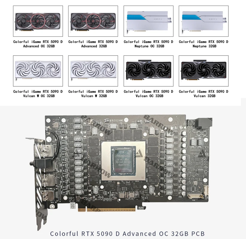 바로우 GPU 워터 블록은 컬러풀 iGame RTX 5 - Rtx 5090 32Gb 리뷰 및 가격